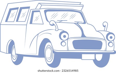 Simple Classic Car Vector Logo Art in Blue Color: The Legend Est 1979 suitable to icon, logo, sign for store, business, reparation, community, club. poster, clothes, merchandises and other design need