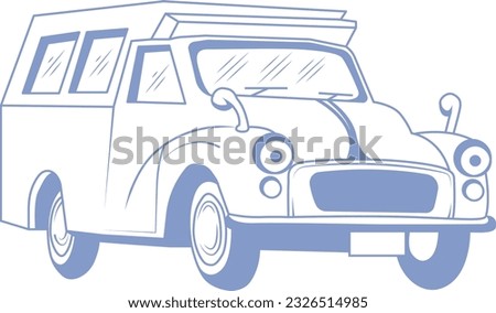 Simple Classic Car Vector Logo Art in Blue Color: The Legend Est 1979 suitable to icon, logo, sign for store, business, reparation, community, club. poster, clothes, merchandises and other design need
