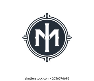 Simple Classic Circle with Initial Name Letter IM or MI Sign Symbol Monogram Logo Vector