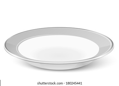 Simple Classic Empty Soup Plate Isolated On White Background