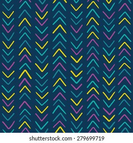 Simple classic herringbone pattern. Multicolored vector seamless pattern. Abstract hand drawn background. 