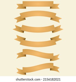 Simple classic light brown banner like a gift cover in various forms. Suitable for elements of a design. Vector illustration