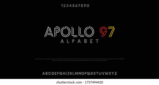 Simple classic LINE font vector illustration of alphabet letters.