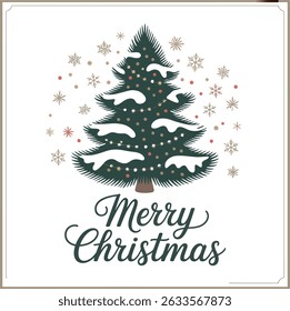 Simple Classic Merry Christmas Greeting Card Design.