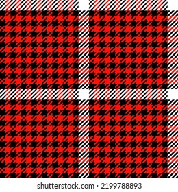 Simple classic red, black and white grid plaid. Seamless vector check suitable for fashion, home decor and stationary.