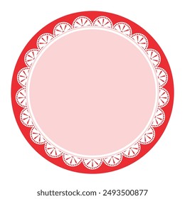 Simple Classic Red Circle Shape with Decorative Round Patterns Design
