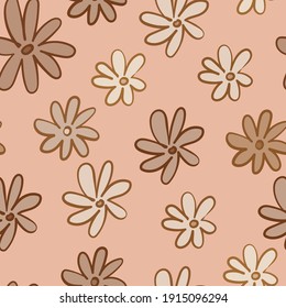 Simple and classic, seamless floral pattern drawn by hand, vector doodle illustration.