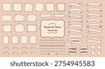 A simple and classic set of frames and embellishments.
These are vintage and antique-style decorative elements, including ribbons and picture frames.