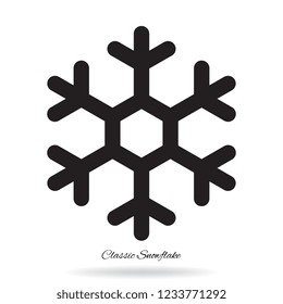Simple classic snowflake icon isolated on white background. Snow flake element for Christmas winter design and New Year decoration. Refrigerator vector symbol or logo