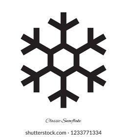 Simple classic snowflake icon isolated on white background. Snow flake element for Christmas winter design and New Year decoration. Refrigerator vector symbol or logo