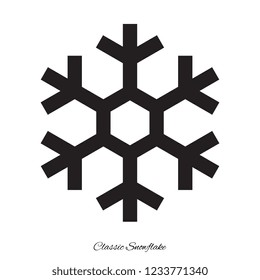 Simple classic snowflake icon isolated on white background. Snow flake element for Christmas winter design and New Year decoration. Refrigerator vector symbol or logo