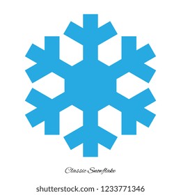 Simple classic snowflake icon isolated on white background. Snow flake element for Christmas winter design and New Year decoration. Refrigerator vector symbol or logo