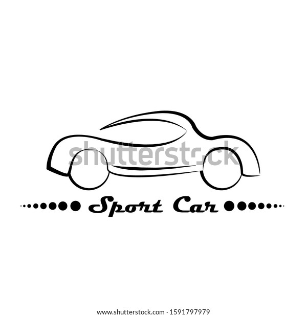 simple\
classic sport car logo with hand drawn\
style