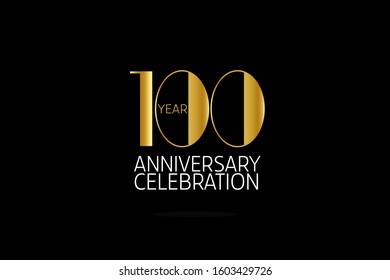 Simple Classic Style 100 year anniversary, Line Gold Style for Banner, Poster, Invitation, Greeting card - vector