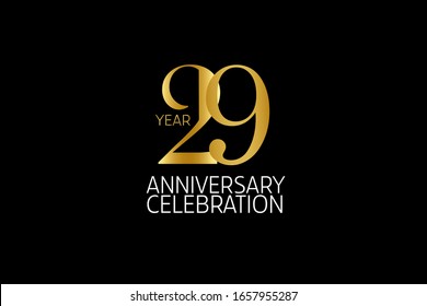 Estilo clásico simple 29 años aniversario, Line Gold Style para tarjeta de invitación, tarjeta de cumpleaños, banner, afiche - vector