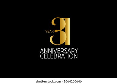 Simple Classic Style 31-jähriges Jubiläum, Line Gold Style für Einladungskarte, Geburtstagskarte, Banner, Poster - Vektorillustration
