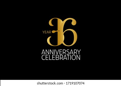 Estilo clásico simple 36 años aniversario, Line Gold Style para tarjeta de invitación, tarjeta de cumpleaños, banner, afiche - vector
