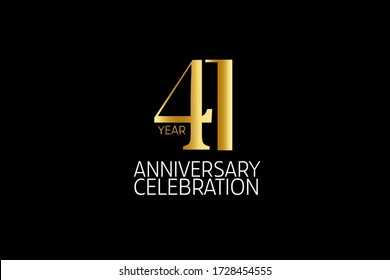 Simple Classic Style 41 year anniversary, Line Gold Style for invitation card, birthday card, banner, poster - vector