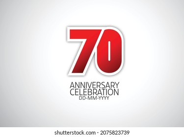 Simple Classic Style 70 Year Anniversary Red Color with on grey white Background, For Invitation, banner, ads, greeting card-vector