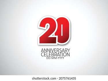 Simple Classic Style  Year Anniversary Red Color with on grey white Background, For Invitation, banner, ads, greeting card-vector