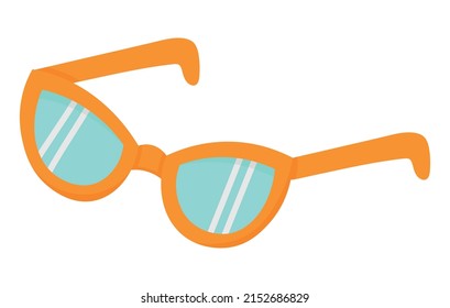 Simple classic sunglasses for walking in sunny weather. Flat doodle clipart. All objects are repainted.