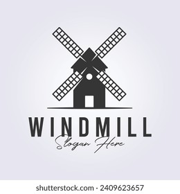 simple classic windmill logo design, vector illustration template design