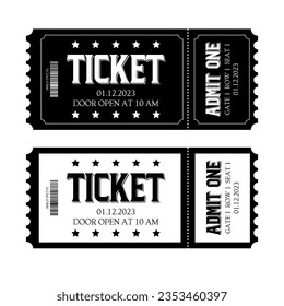 Simple classical tickets. Black and White colors. Vector art illustration