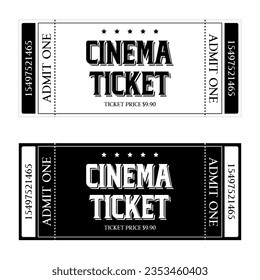 Simple classical tickets. Black and White colors. Vector art illustration