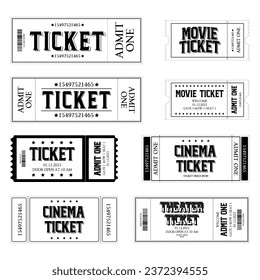 Simple classical tickets. Black and White colors. Vector illustration.