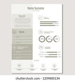 simple classy cv resume template vector
