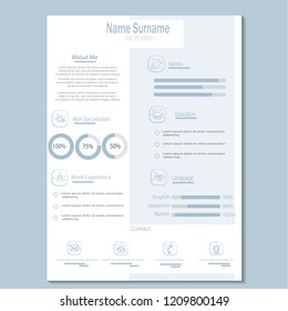 simple classy cv resume template vector