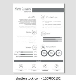 simple classy cv resume template vector