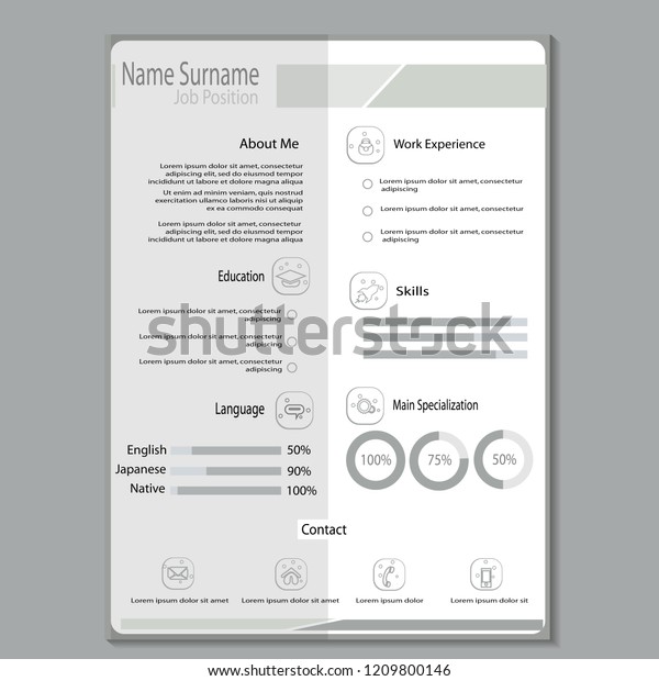 Simple Classy Cv Resume Template Vector Stock Vector Royalty Free