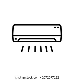 Simple And Clean Air Conditioner Outline Vector Icon Illustration On White Background