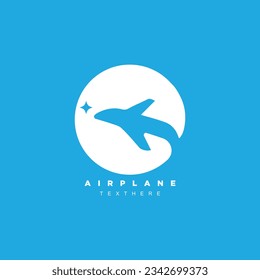 Simple clean airplane star travel logo design badge