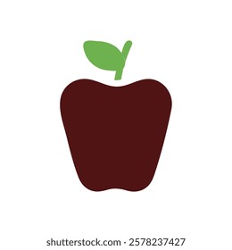 Simple and clean apple illustration with stem and leaf