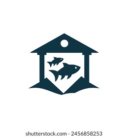 Einfache saubere Aquarium Fischlogo Vektorillustration Vorlage Design