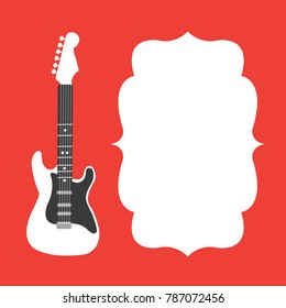 simple clean art flat design electronic or electric Guitar or electrnic isolated. rock & roll cartoon or jazz music festival. Musical background in a bubble vector cartoon & space for text