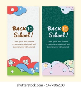 simple and clean back to school banner, with paper cut style