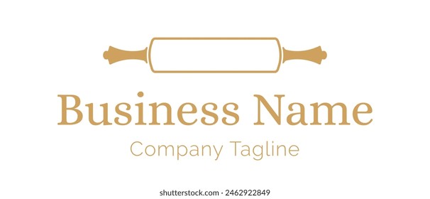 Simple Clean Bakery Logo with Rolling Pin