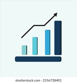 A simple and clean bar chart with a rising line graph, symbolizing growth and upward trend.