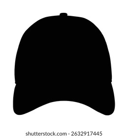 A simple, clean baseball cap silhouette, showcasing a distinctive solid black style against a white background.