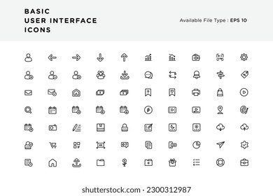 Simple Clean Basic User Interface Outline Icons Pack