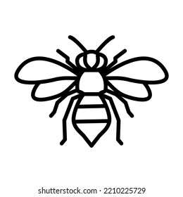 Simple And Clean Bee, Wasp Icon Vector Outline Illustration