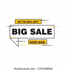 Simple Clean Big Sale Banner Design with Outlined Style, Discount Offer Banner Template Vector for Advertising, Social Media, Web Banner