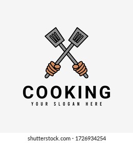 Diseñar un logotipo de plantilla de cocina en negro simple y limpio