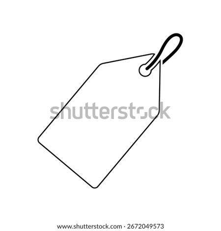 A simple and clean black outline of a blank tag with a loop, ideal for uses including labeling, branding, customization, or pricing. Perfect for minimalistic designs and creative projects.