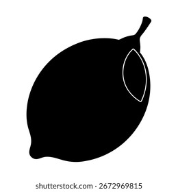 Un icono de silueta negra simple y limpia de una fruta de citrón, presentada en un estilo minimalista y moderno. Ideal para comida, salud o marca.