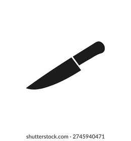 A simple and clean black silhouette icon of a chef's knife. Ideal for cooking websites, restaurant menus, food apps, and culinary-themed designs.