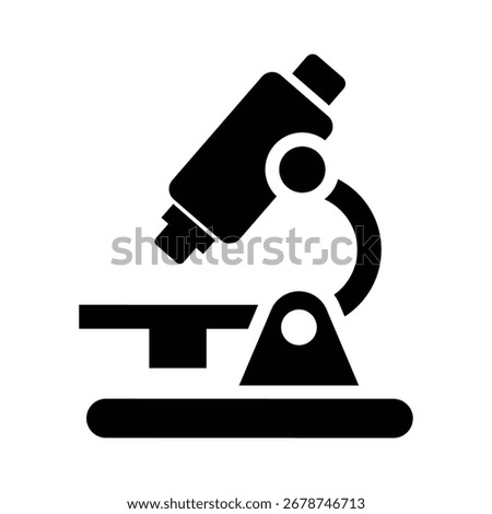 A simple, clean, black silhouette icon representing a compound microscope, a vital tool for scientific exploration and detailed observation of minuscule subjects.